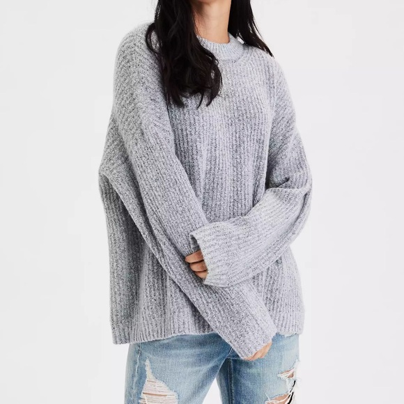 American Eagle Outfitters Sweaters - American Eagle Oversized Softest Crew Neck Sweater in Grey